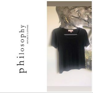 PHILOSOPHY Black Casual Classic Scoop Neck T-shirt size Small